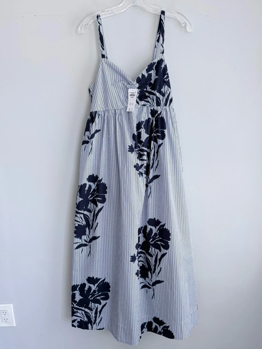 Abercrombie & Fitch Sweetheart Babydoll Maxi Dress Blue Floral Stripe NWT M P